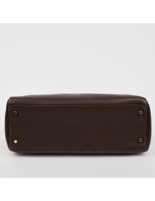 Kelly II HERMES en cuir taurillon clémence marron