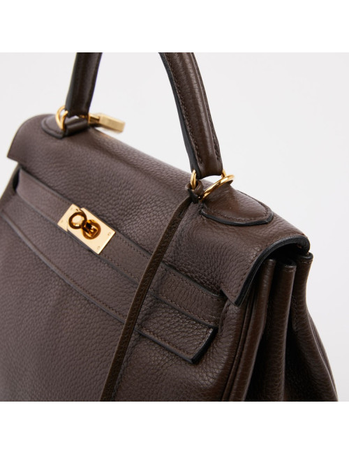 Kelly II HERMES en cuir taurillon clémence marron
