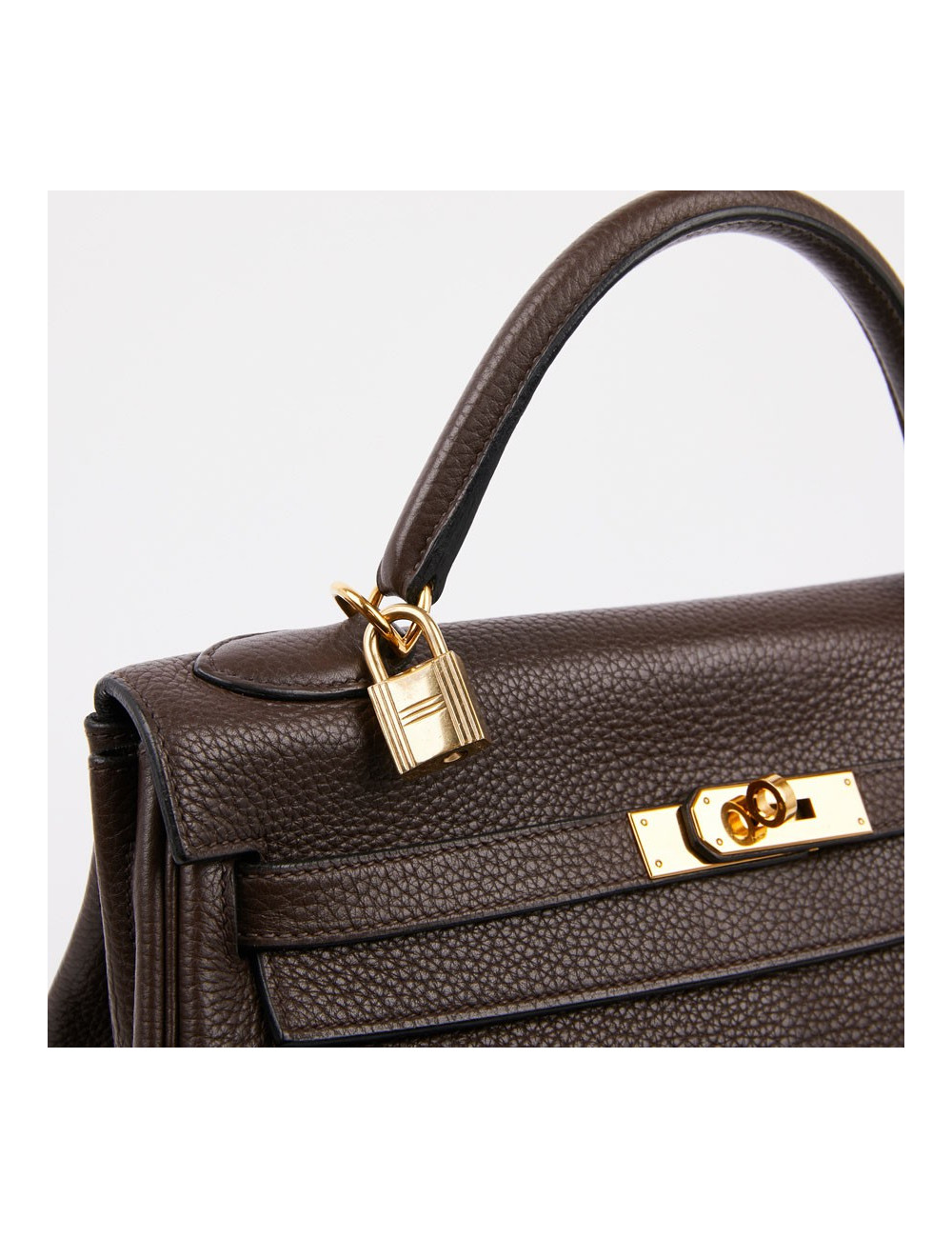 Kelly II HERMES en cuir taurillon clémence marron