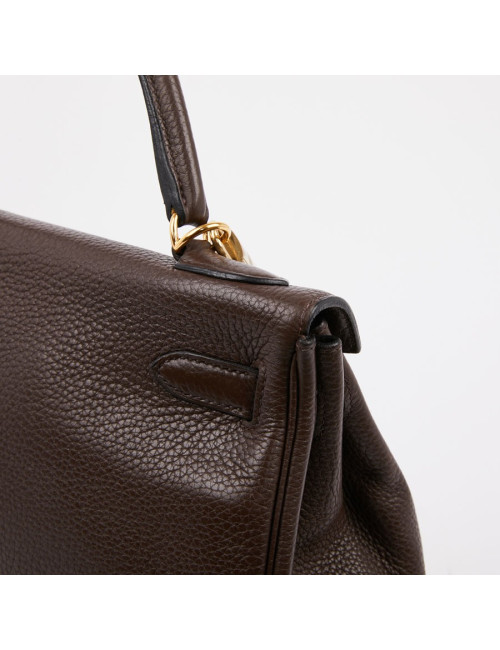 Kelly II HERMES en cuir taurillon clémence marron