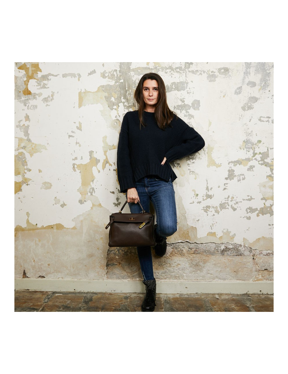 Kelly II HERMES en cuir taurillon clémence marron