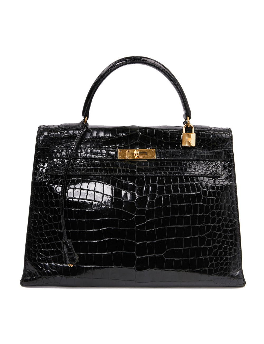 Sac Kelly crocodile HERMES porosus noir