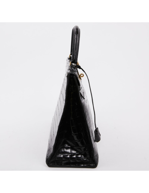 Sac Kelly 35 crocodile HERMES porosus noir