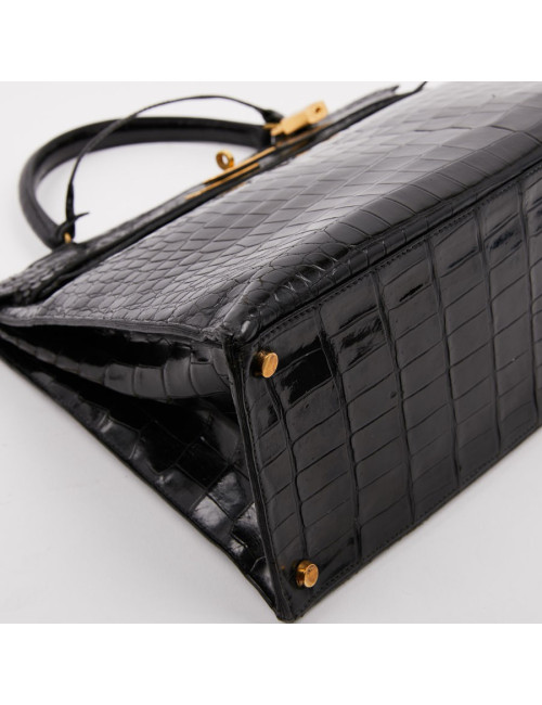 Sac Kelly 35 crocodile HERMES porosus noir