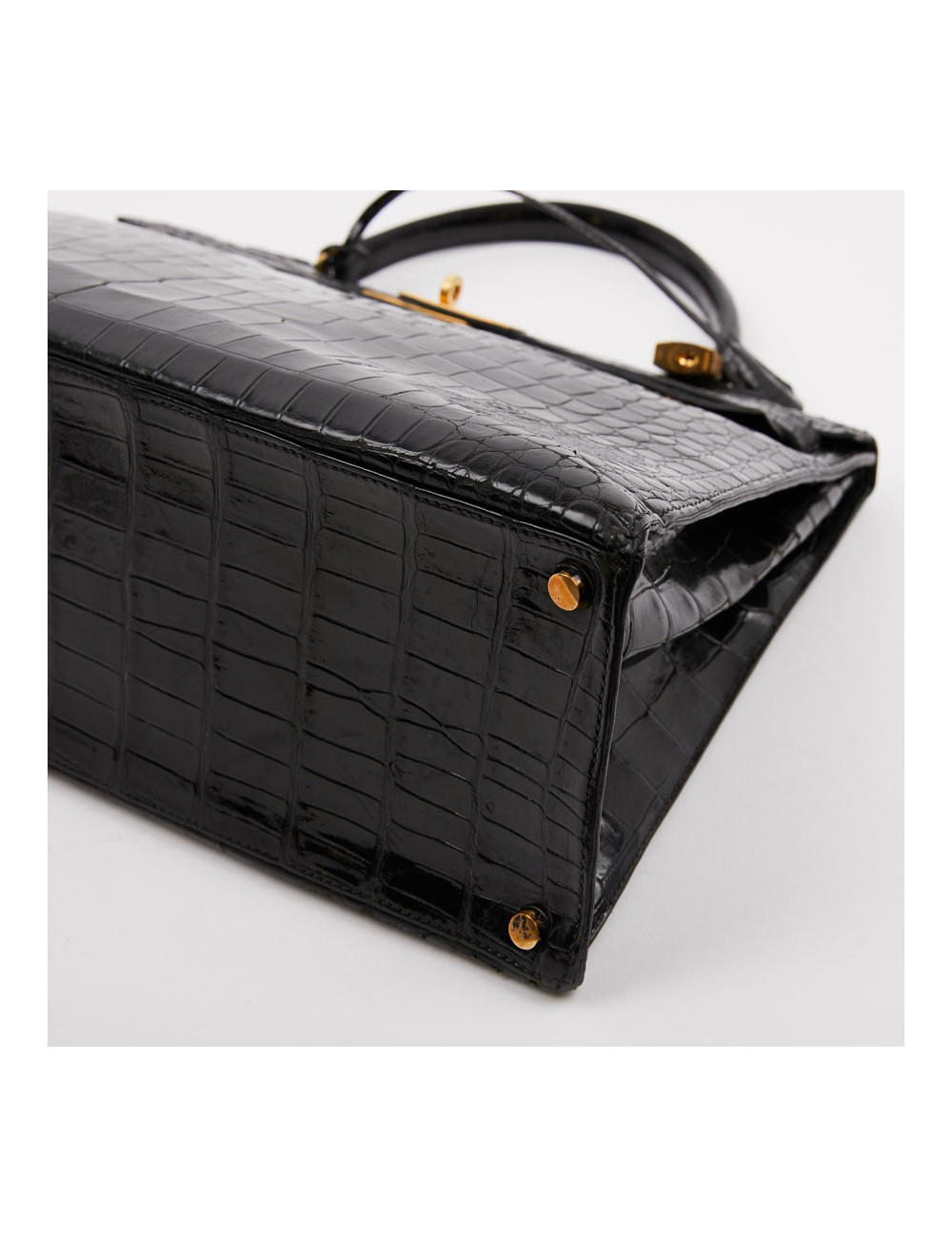 Sac Kelly crocodile HERMES porosus noir