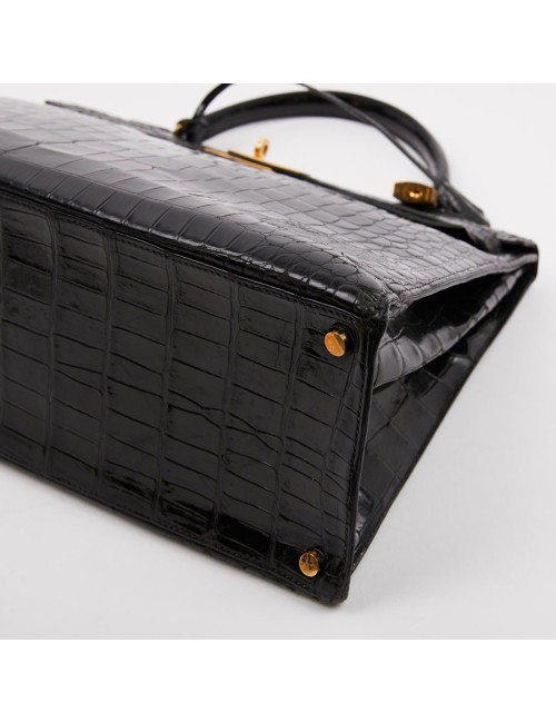 Sac Kelly 35 crocodile HERMES porosus noir