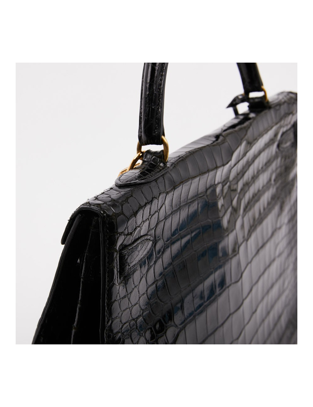 Sac Kelly crocodile HERMES porosus noir