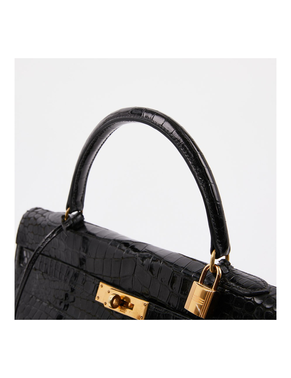 Sac Kelly crocodile HERMES porosus noir