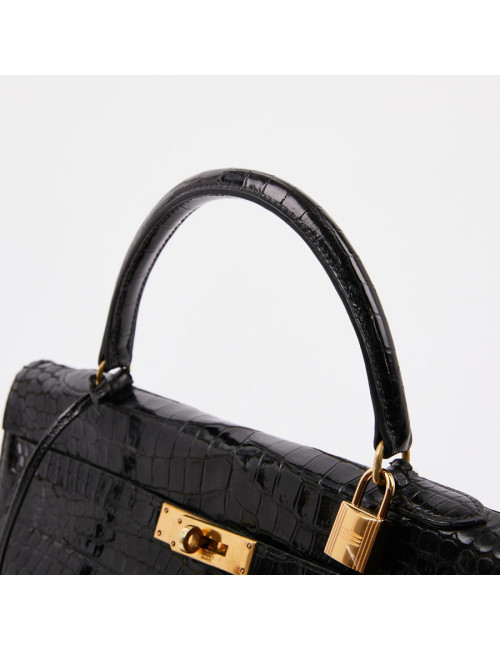 Sac Kelly 35 crocodile HERMES porosus noir