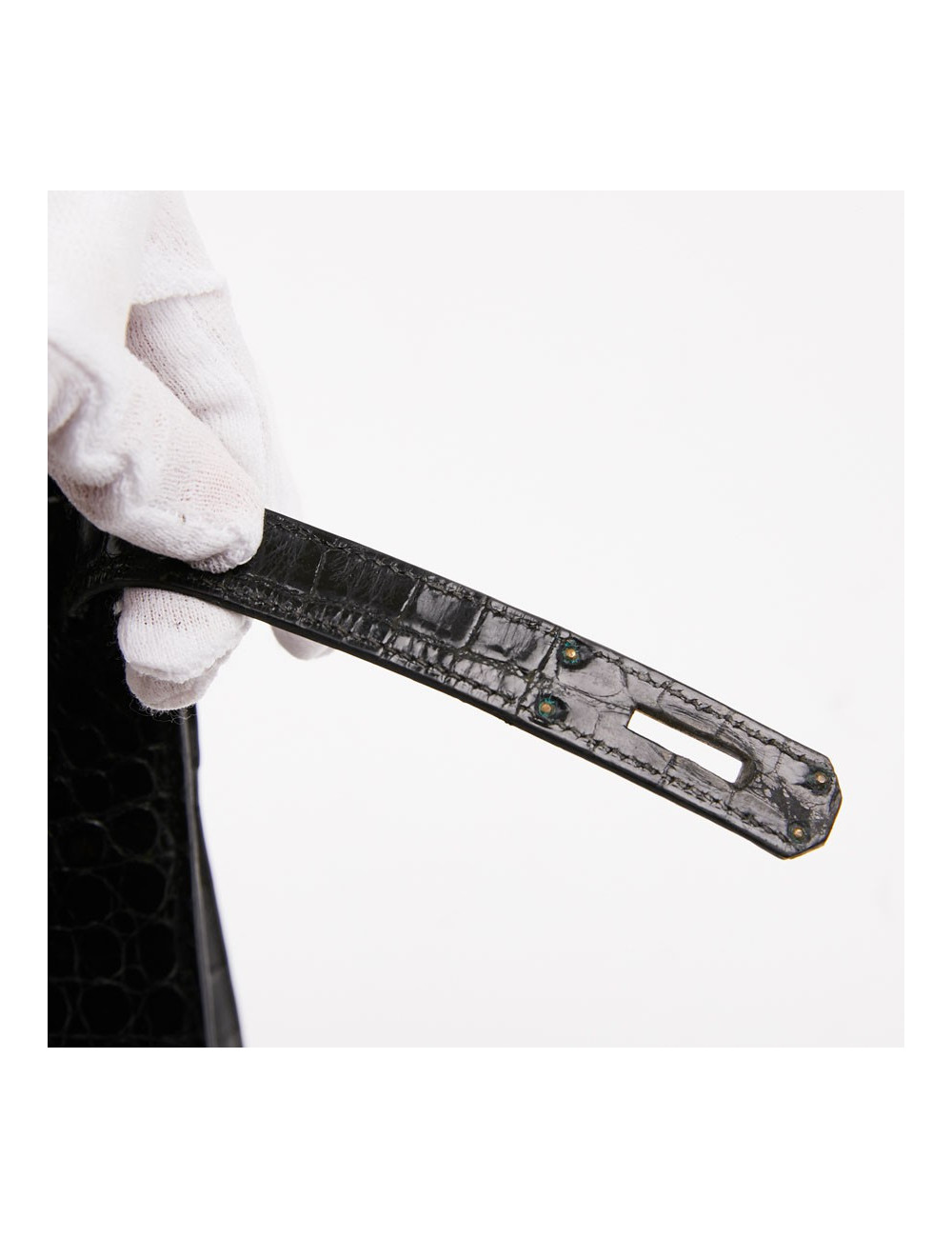 Sac Kelly crocodile HERMES porosus noir