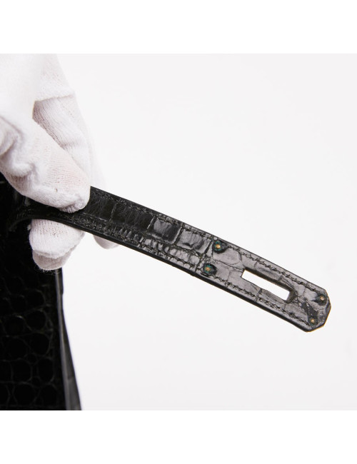 Sac Kelly crocodile HERMES porosus noir
