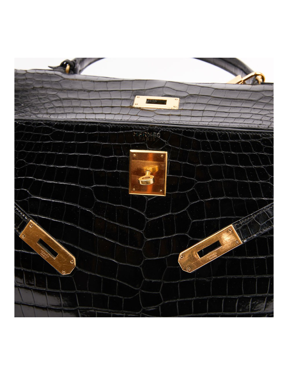 Sac Kelly 35 crocodile HERMES porosus noir