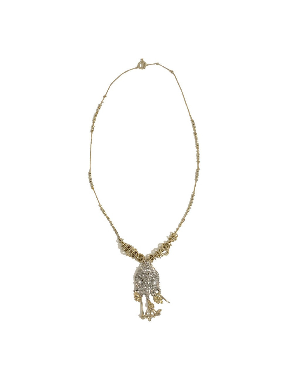 Long sautoir CHRISTIAN LACROIX doré et son pendentif argenté