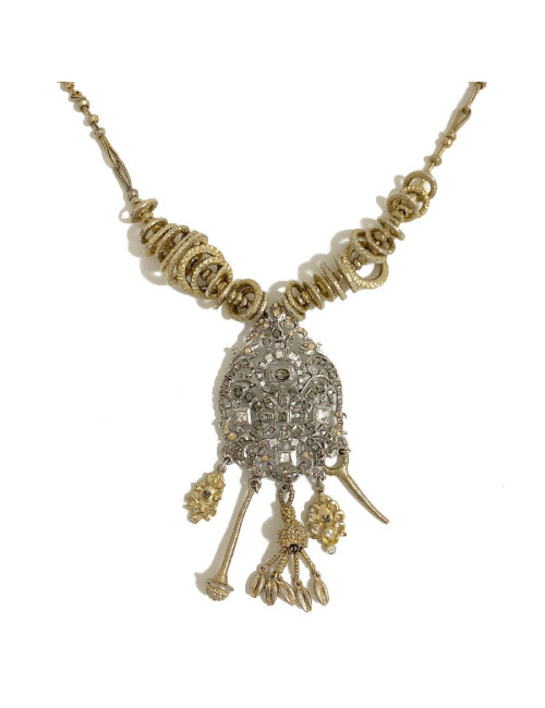 Long sautoir CHRISTIAN LACROIX doré et son pendentif argenté