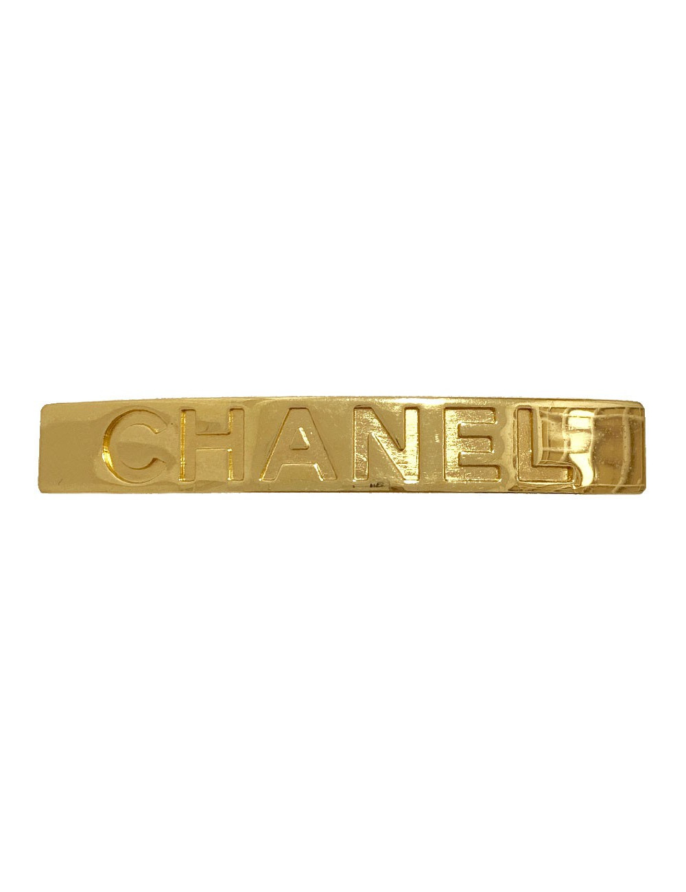 Barrette CHANEL dorée gravée C H A N E l