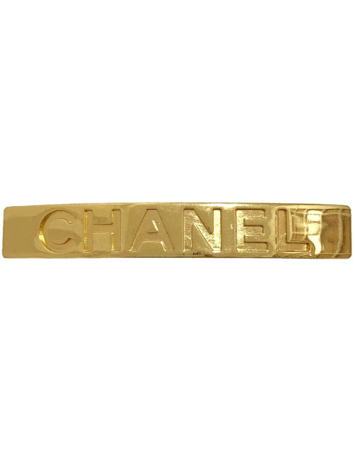 Barrette CHANEL dorée gravée C H A N E L