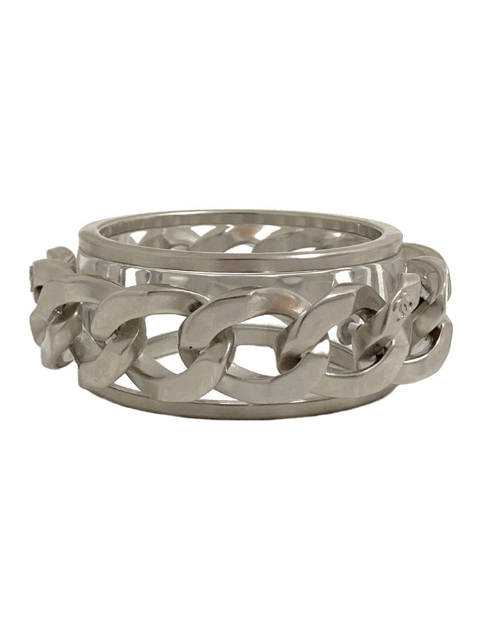 Bracelet transparent CHANEL et chaine argentée