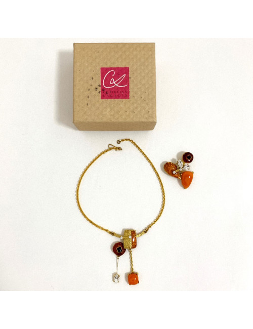 Parure bijou CHRISTIAN LACROIX collier et broche vintage