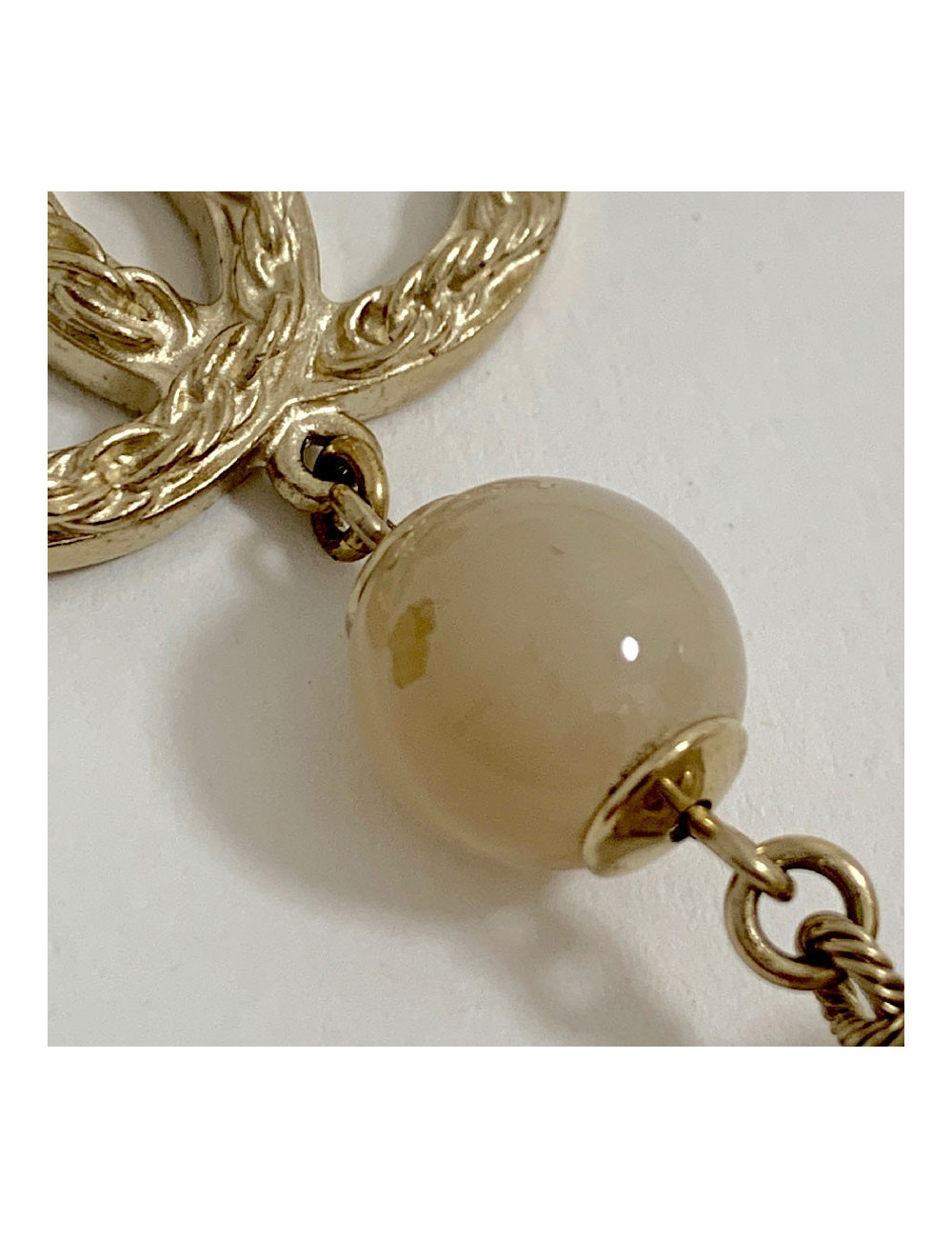 Sautoir multichaines  CHANEL perles nacrées rose  et transparent 