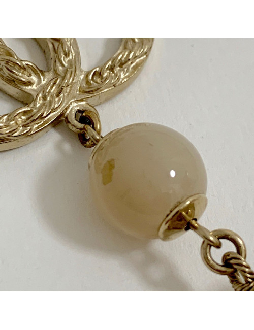 Sautoir CHANEL multichaines perles nacrées rose et transparent 