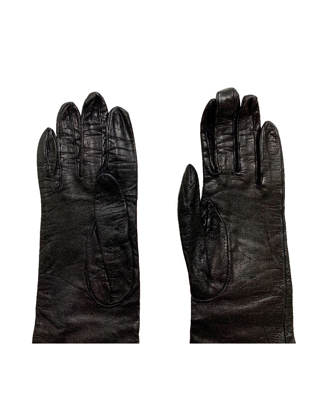 CHANEL white camellias and black lambskin long gloves