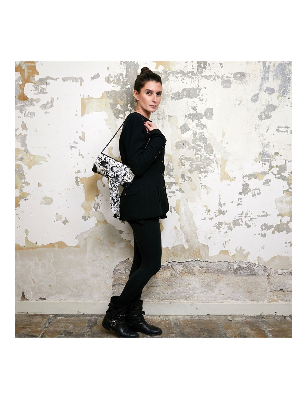 Pochette CHANEL soie noire