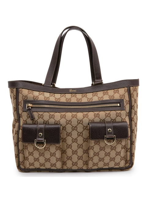 Cabas monogram GUCCI en toile beige