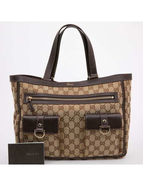 Cabas monogram GUCCI en toile beige