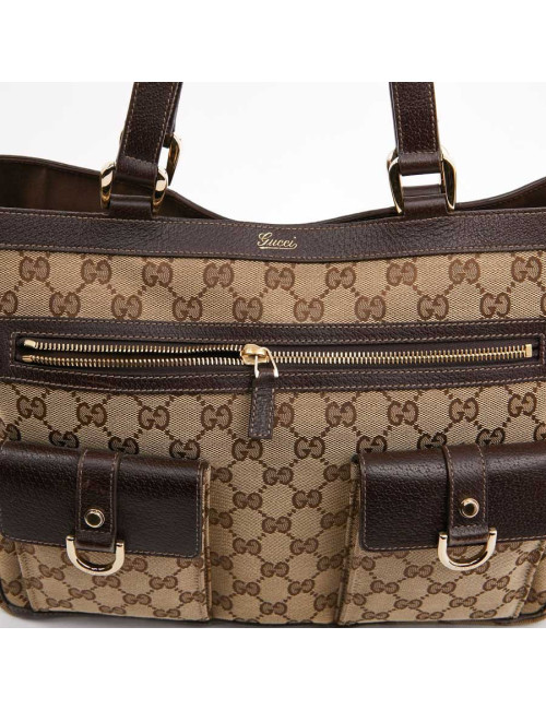 Cabas monogram GUCCI en toile beige