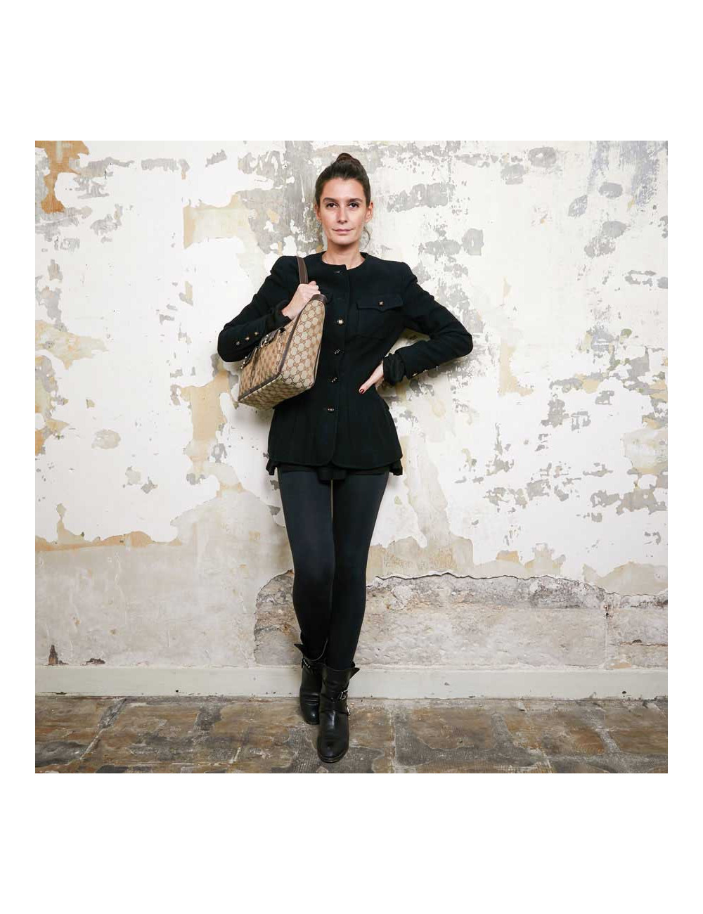 Cabas monogram GUCCI en toile beige