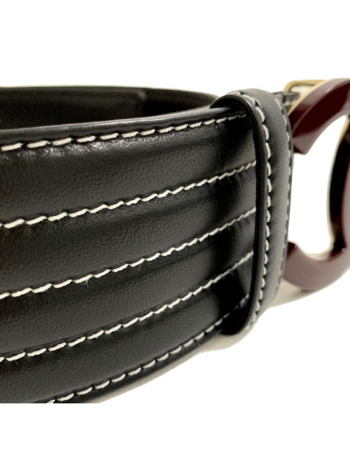 Ceinture CHANEL cuir noir et boucle "CC"