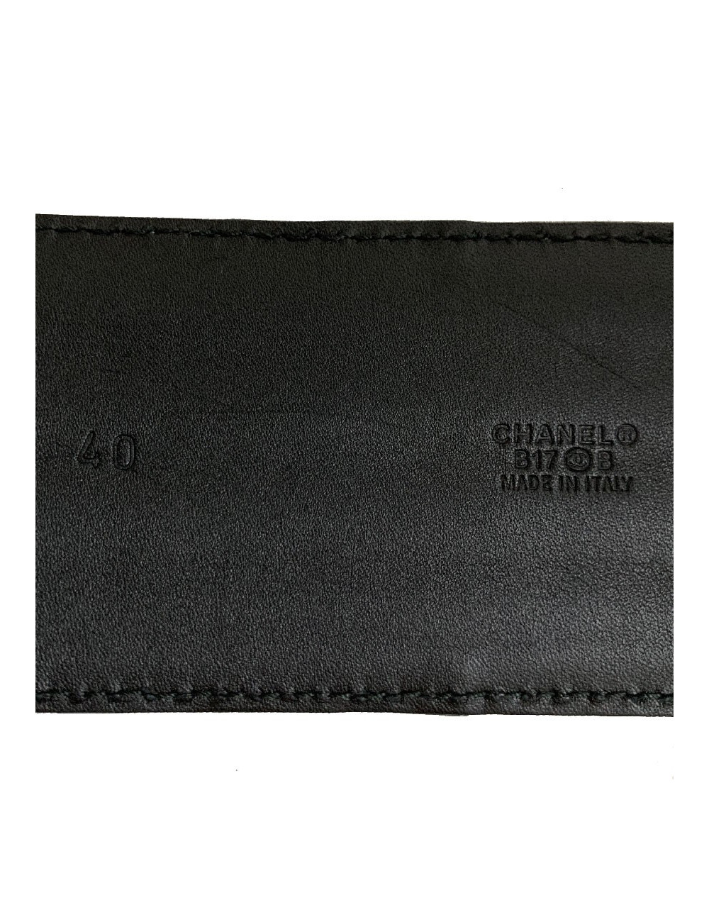 Ceinture boucle CC CHANEL cuir noir