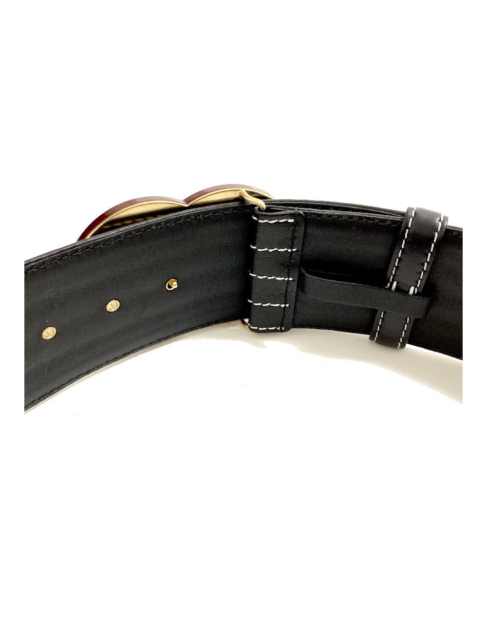 Ceinture CHANEL cuir noir et boucle "CC"