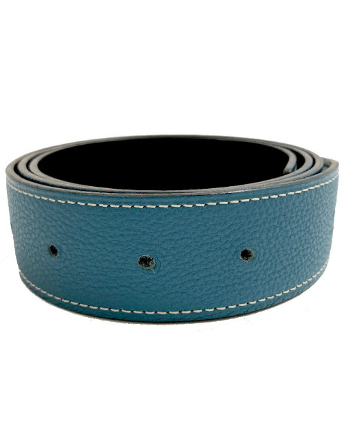 Ceinture tT 80 HERMES reversible box noir et togo bleu