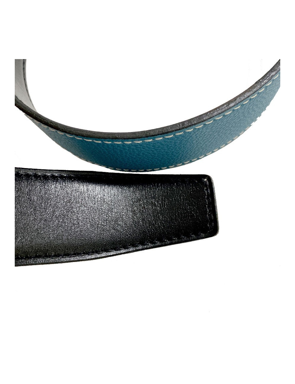Ceinture tT 80 HERMES reversible box noir et togo bleu