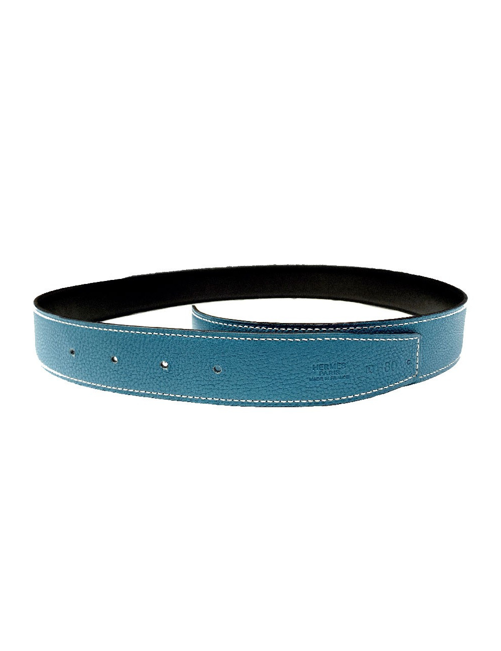 Ceinture tT 80 HERMES reversible box noir et togo bleu