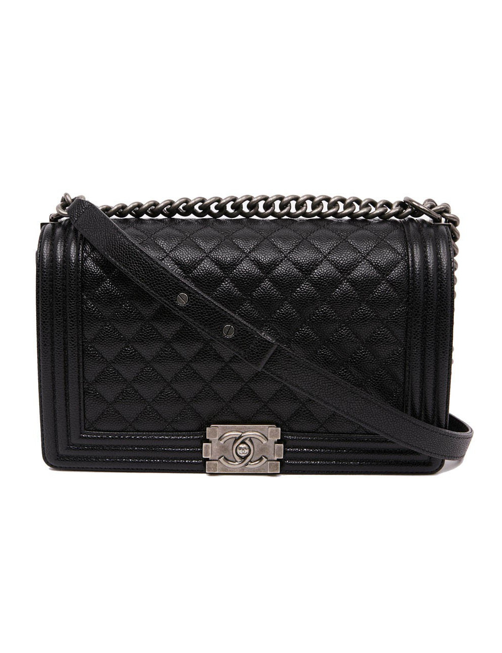 Boy GM CHANEL cuir grainé noir