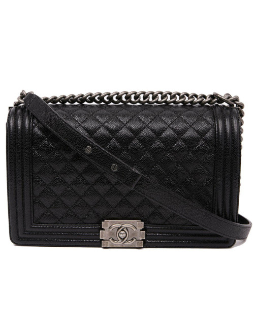 Boy GM CHANEL cuir grainé noir