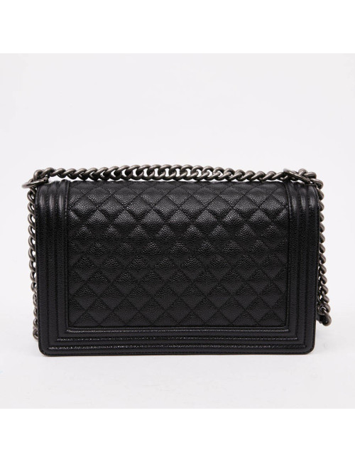 Boy GM CHANEL cuir grainé noir