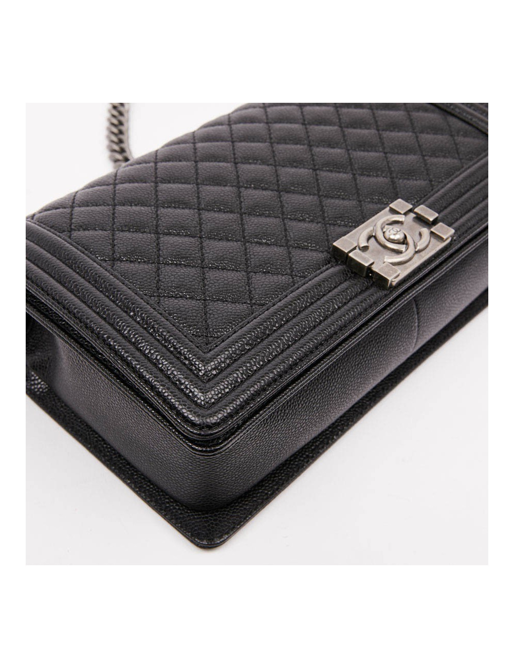 Boy GM CHANEL cuir grainé noir