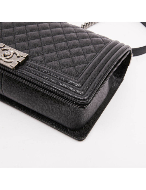 Boy GM CHANEL cuir grainé noir