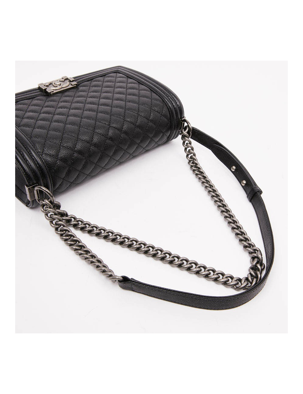 Boy GM CHANEL cuir grainé noir