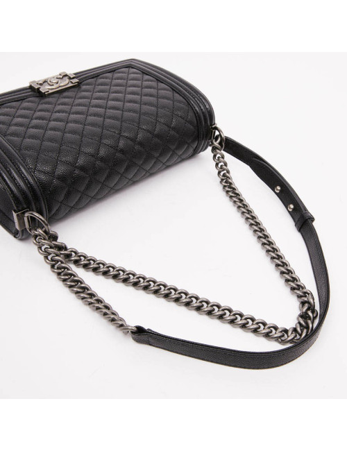 Boy GM CHANEL cuir grainé noir