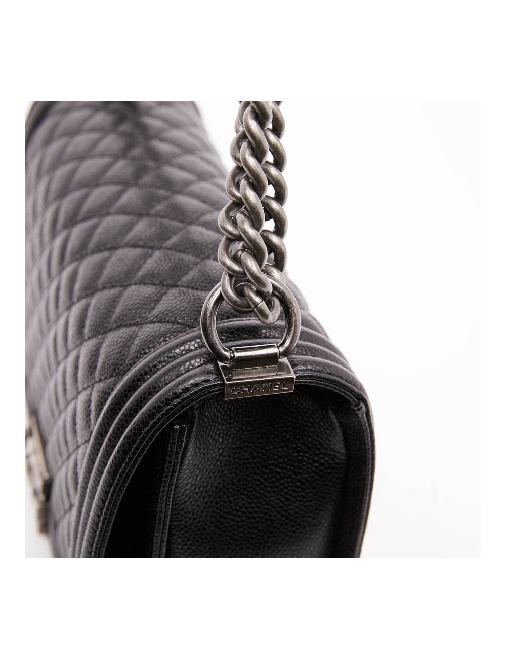 Boy GM CHANEL cuir grainé noir