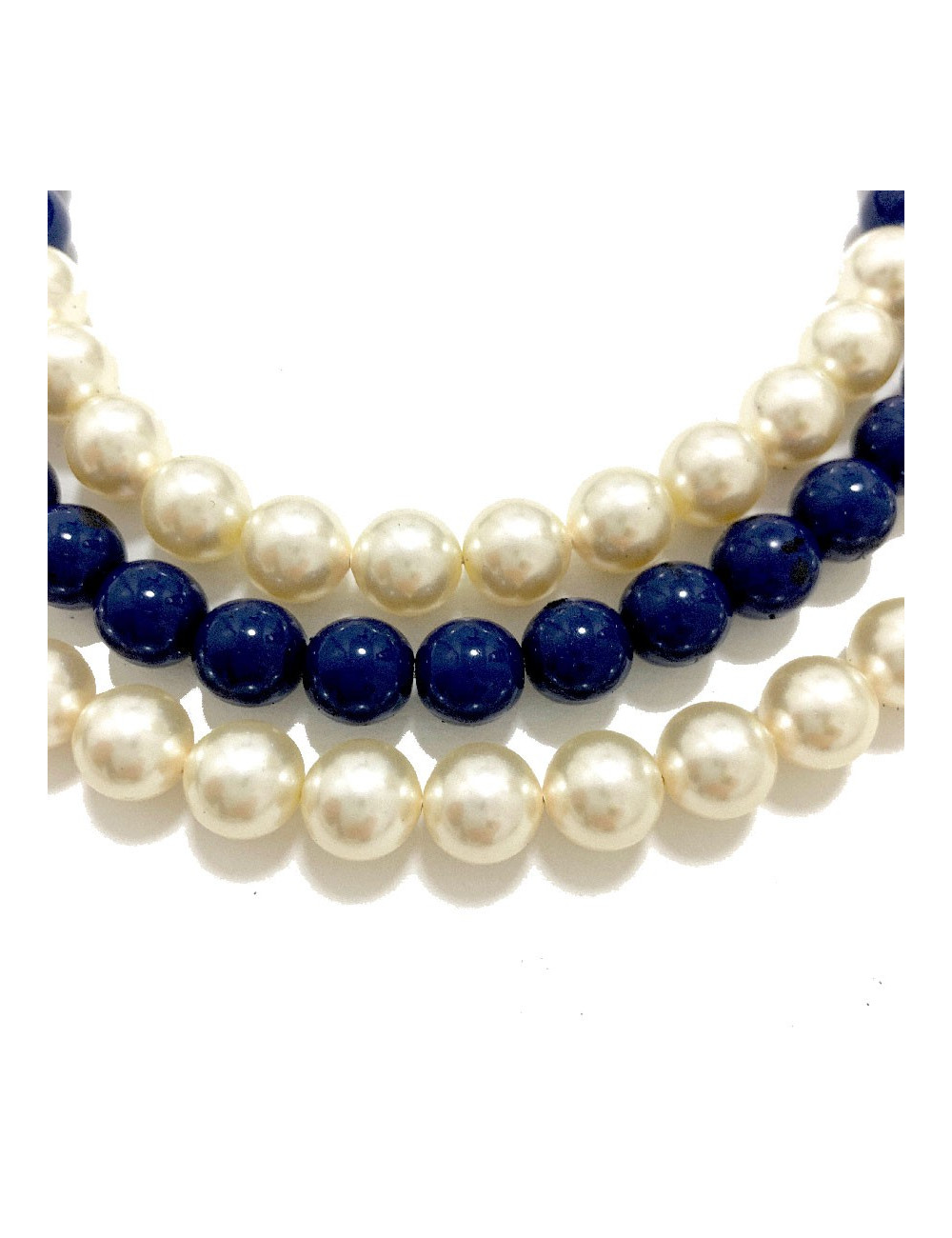 Sautoir CHANEL perles bleues triple rangs