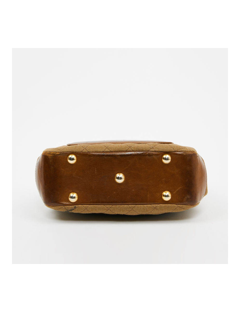 Sac CHANEL toile et cuir beige Vintage