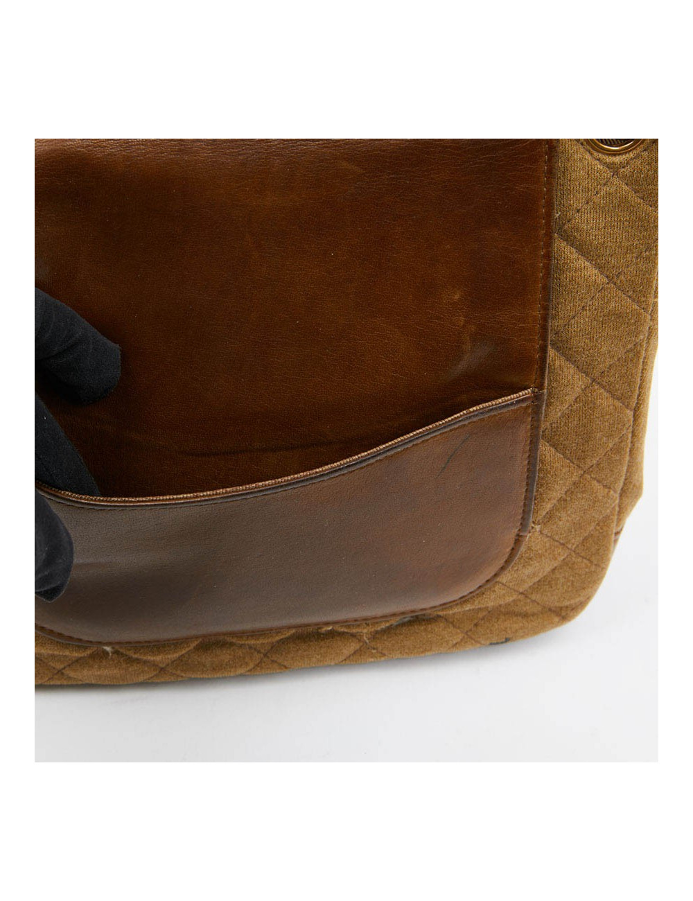 Sac CHANEL toile et cuir beige Vintage