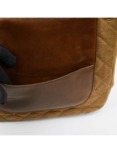 Sac CHANEL toile et cuir beige Vintage