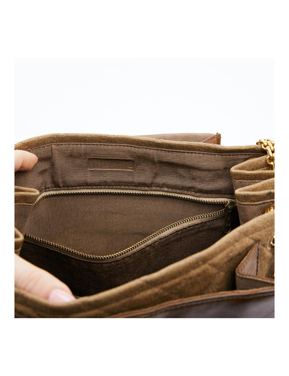 Sac CHANEL toile et cuir beige Vintage