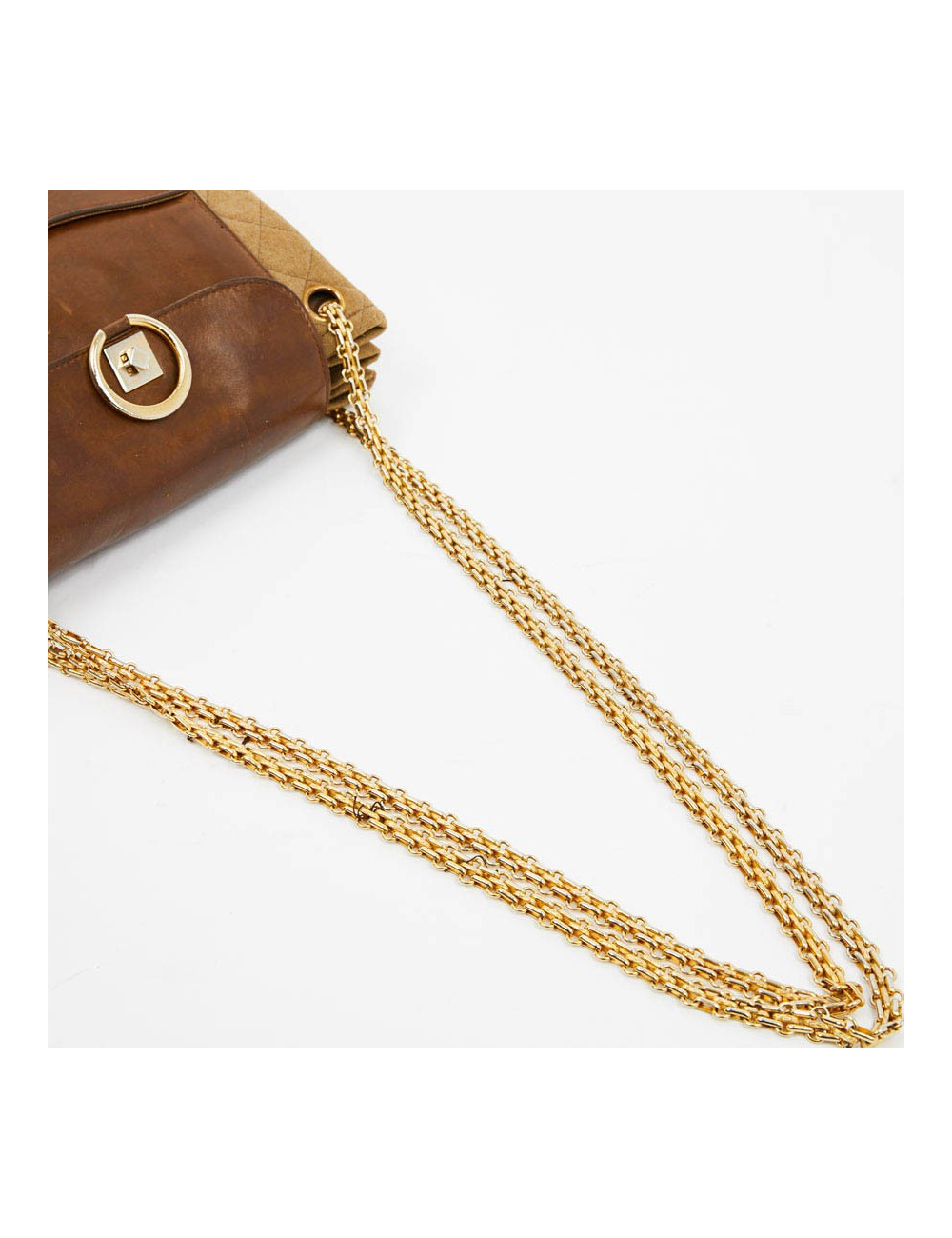 Sac CHANEL toile et cuir beige Vintage